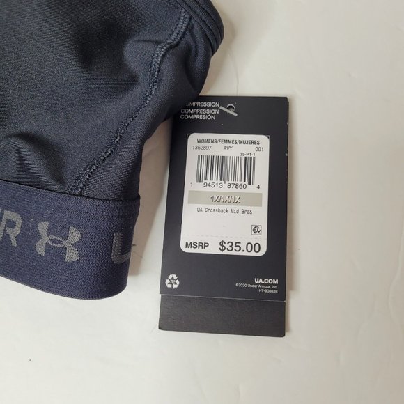 Under Armour Sports Bra Women's Crossback Med Impact Black Size 1X NWT - Picture 2 of 5